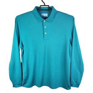 Mens Teal Pro Tour Air Play Polo Shirt Long Sleeve 1/4 Button Size L